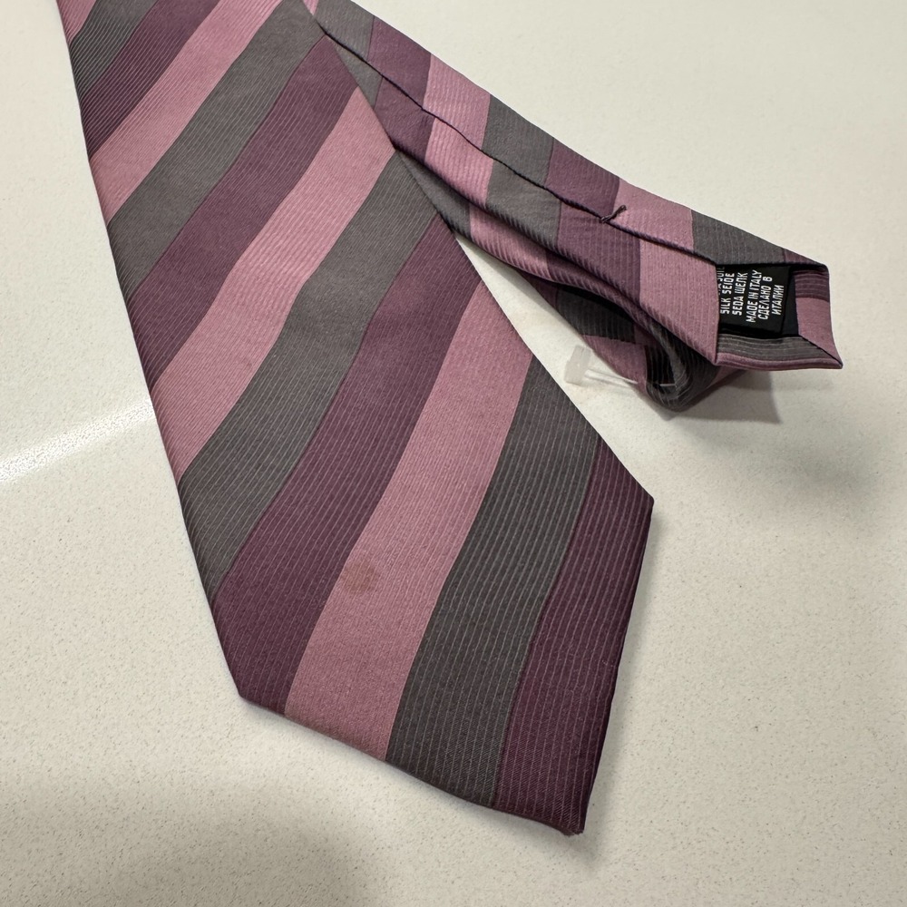 Hugo Boss Tie Prurple Stripe Silk Italy Woven Preppy Formal‎ Classy Necktie
